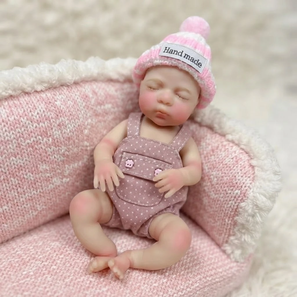 6 Inch/15 cm Cleanable Mini Full Silicone Reborn Doll Luna, Hand Painted Skin, Silky Lifelike Texture, Bebe Reborn De Silicona