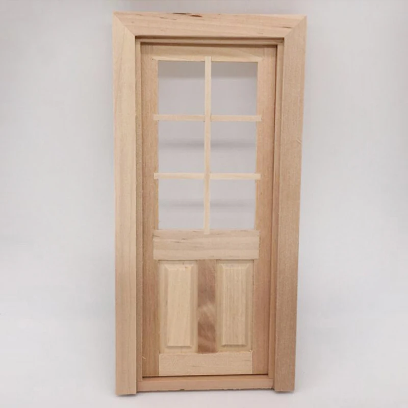 1/12 Dollhouse Miniature Wood Door Unpainted DIY Accessories Model Toys