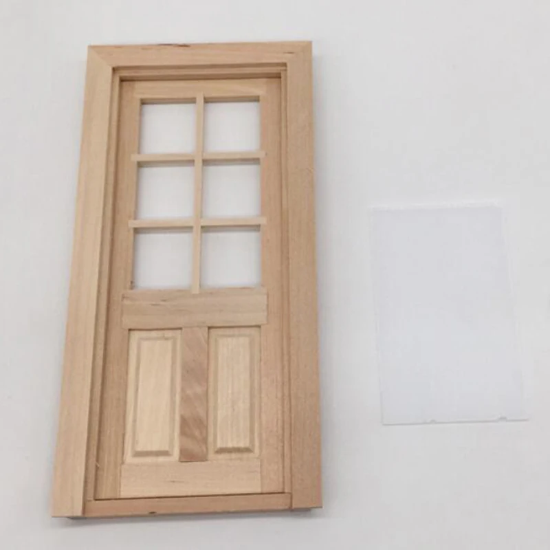 1/12 Dollhouse Miniature Wood Door Unpainted DIY Accessories Model Toys