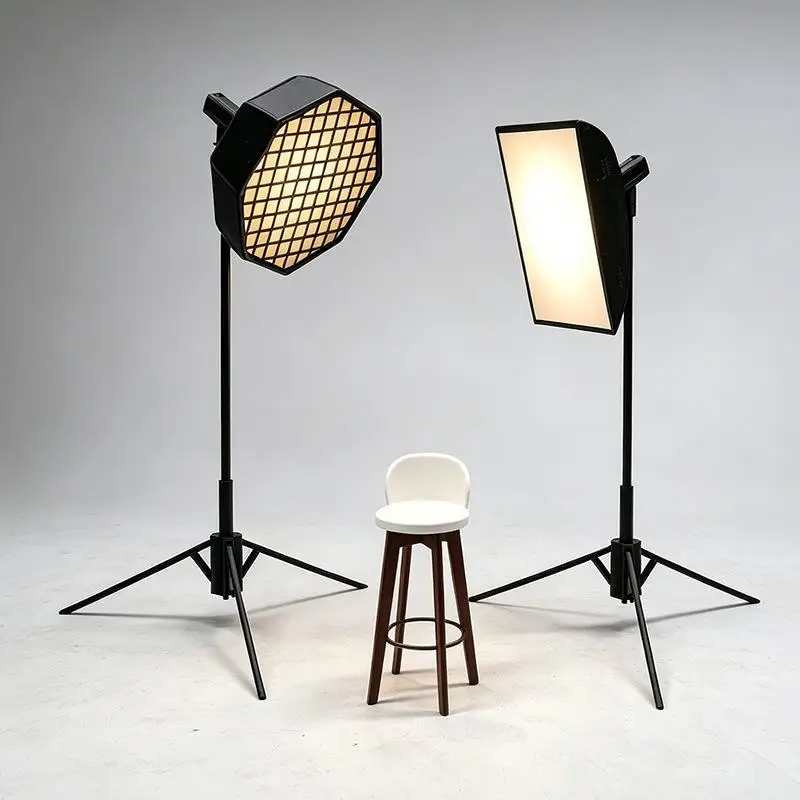 1/12 Scale Miniature Photography Prop Kit Softbox Light Tripod Photography Stool for Dollhouse Scene DIY Decoration