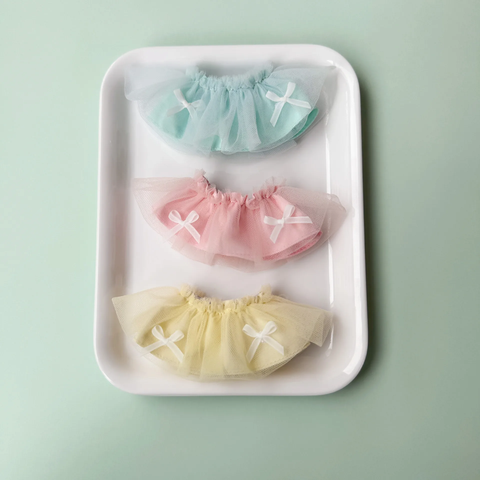 Tulle Skirt Doll Outfit for 10cm Plush Doll, Handmade DIY Doll Clothes, Mesh Dress for 1/8 BJD Doll