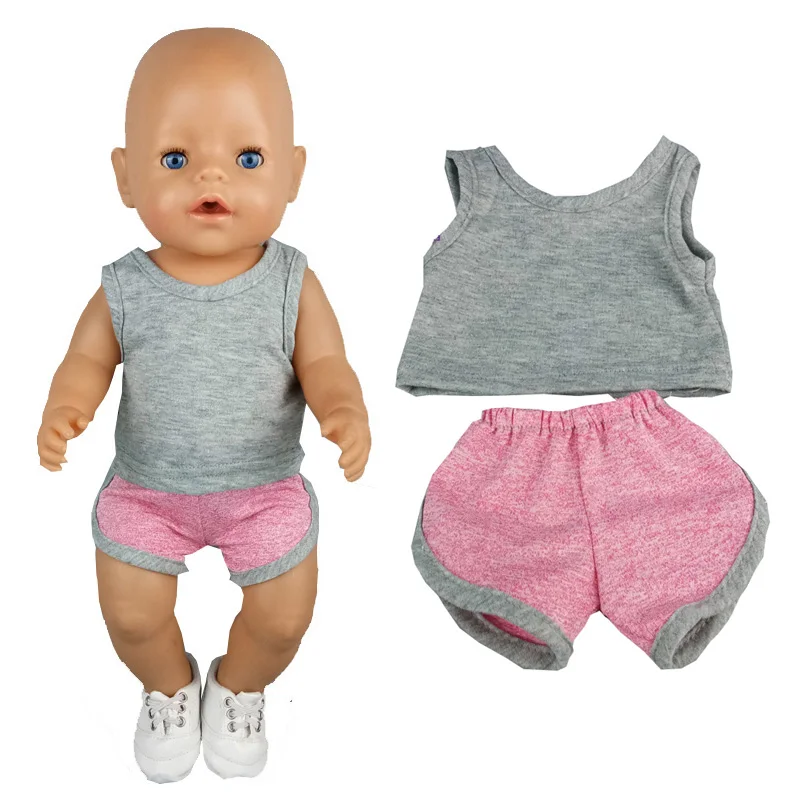 17 Inch Baby Doll Boy Outfit Green T-shirt Overalls for 43cm 18 Inch Doll Clothes Rompers