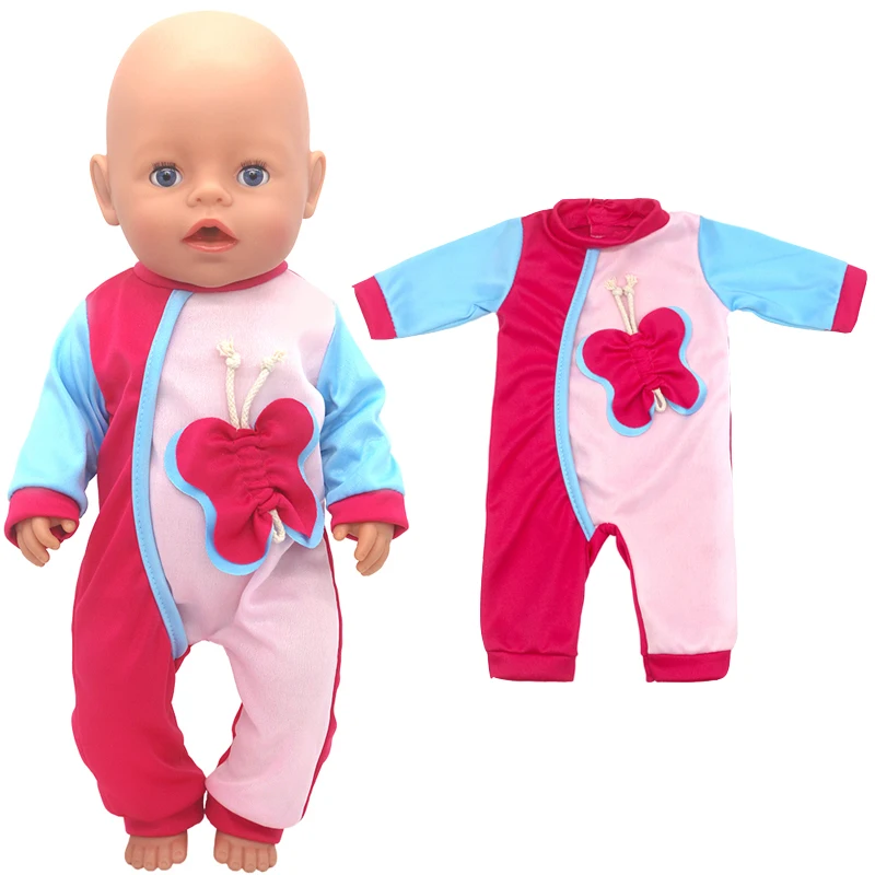 17 Inch Baby Doll Boy Outfit Green T-shirt Overalls for 43cm 18 Inch Doll Clothes Rompers