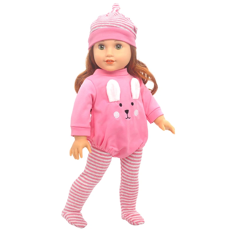 17 Inch Baby Doll Boy Outfit Green T-shirt Overalls for 43cm 18 Inch Doll Clothes Rompers
