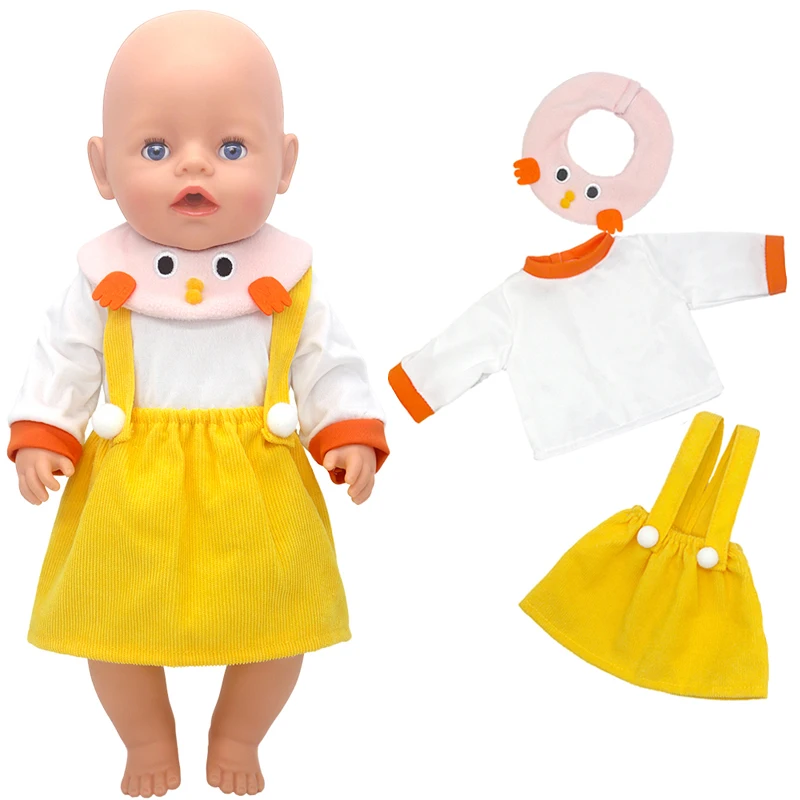 17 Inch Baby Doll Boy Outfit Green T-shirt Overalls for 43cm 18 Inch Doll Clothes Rompers