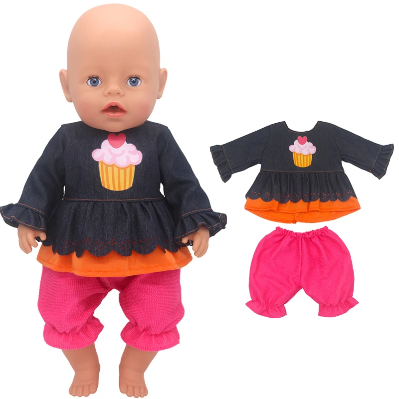 17 Inch Baby Doll Boy Outfit Green T-shirt Overalls for 43cm 18 Inch Doll Clothes Rompers