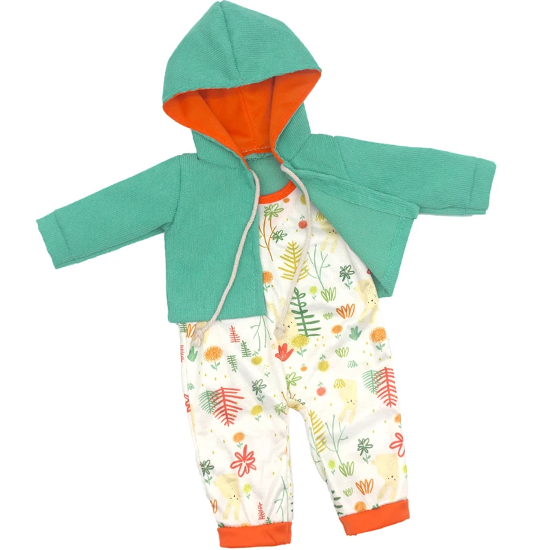 17 Inch Baby Doll Boy Outfit Green T-shirt Overalls for 43cm 18 Inch Doll Clothes Rompers