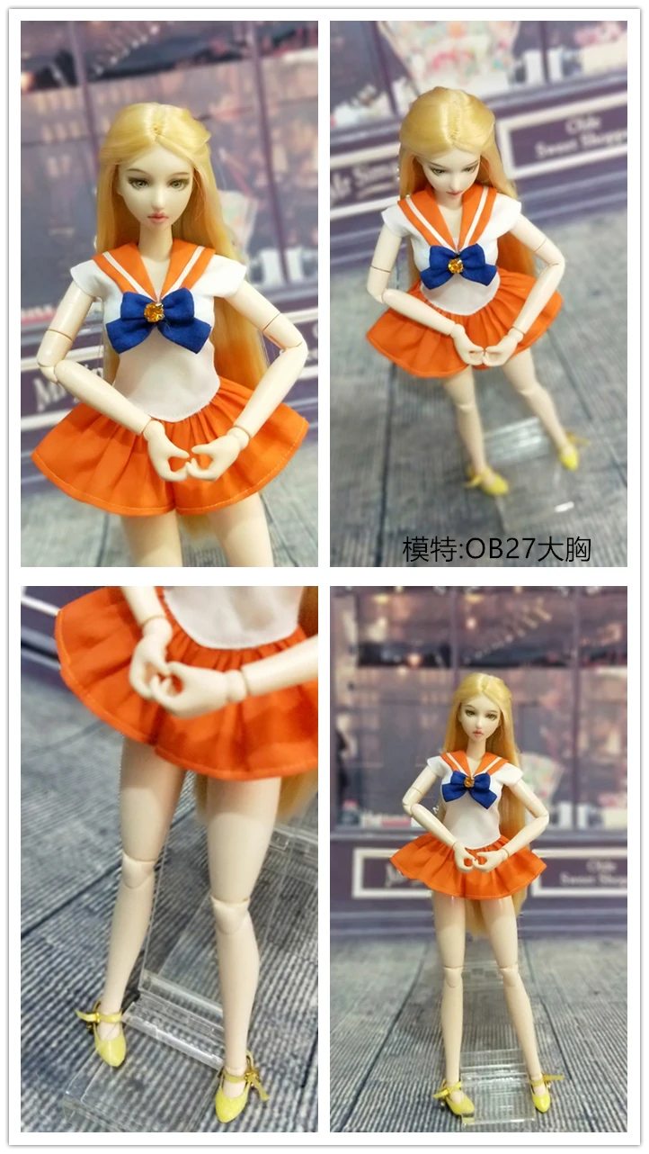 Handmade 1PCS Fashion Blyth School Uniform Exquisite Bowknot Sailor Suit Skirt for OB24 Azone Dolls Accessories