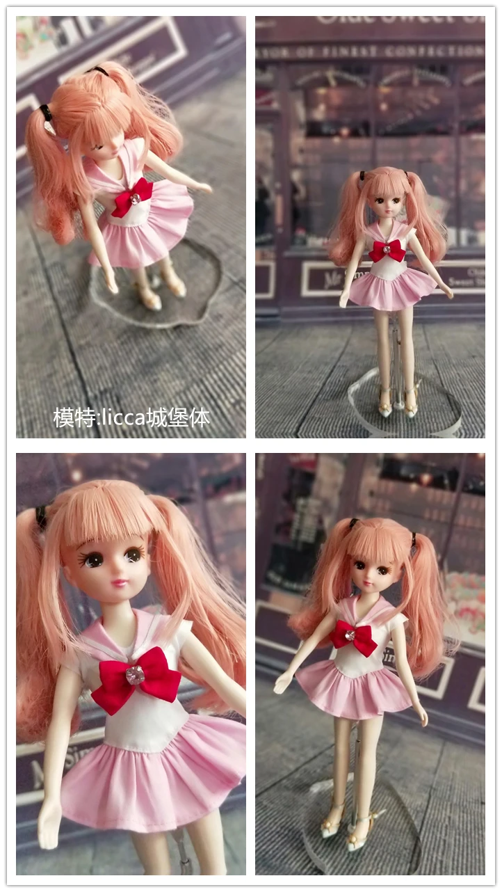 Handmade 1PCS Fashion Blyth School Uniform Exquisite Bowknot Sailor Suit Skirt for OB24 Azone Dolls Accessories