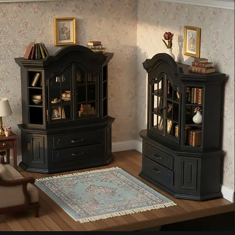 {H} 1Pcs DIY Craft Project Tiny House Furniture Bookcase Miniature Plastic Cabinet For Dollhouses Bedroom Living Room Decor