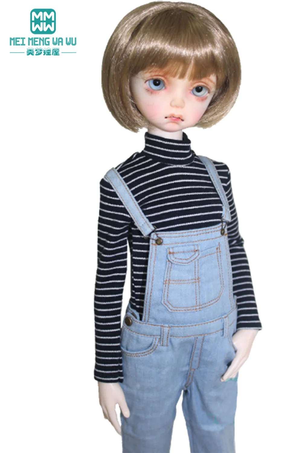 BJD Dolls Accessories Clothes Fits 43-45cm 1/4 MSD MK YOSD Fashionable PU Leather Clothes Denim Overalls Vests