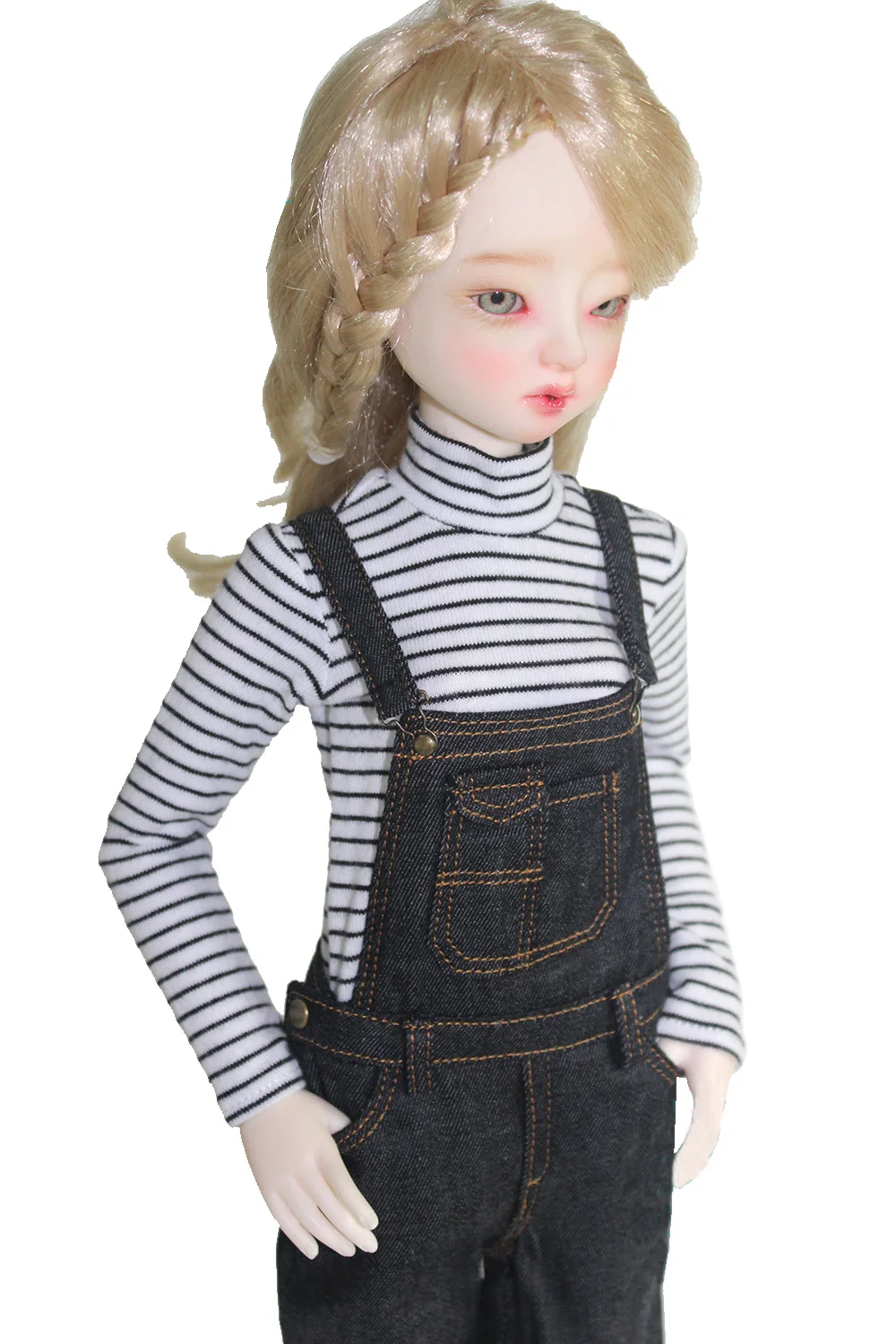 BJD Dolls Accessories Clothes Fits 43-45cm 1/4 MSD MK YOSD Fashionable PU Leather Clothes Denim Overalls Vests