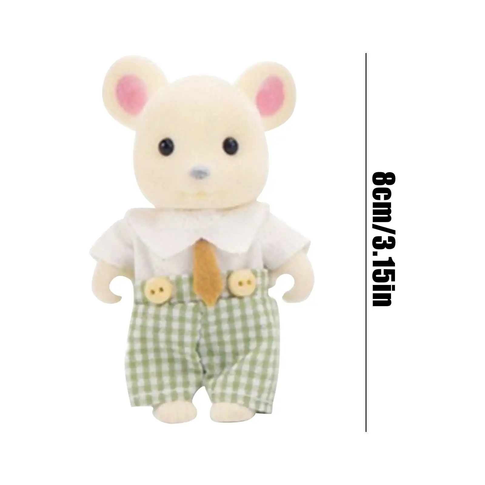 Mini Flocked Animal Family Doll Set Dressed Rabbit Cat Panda Koala Mouse Figures Dollhouse Accessory Pretend Play Collection Toy
