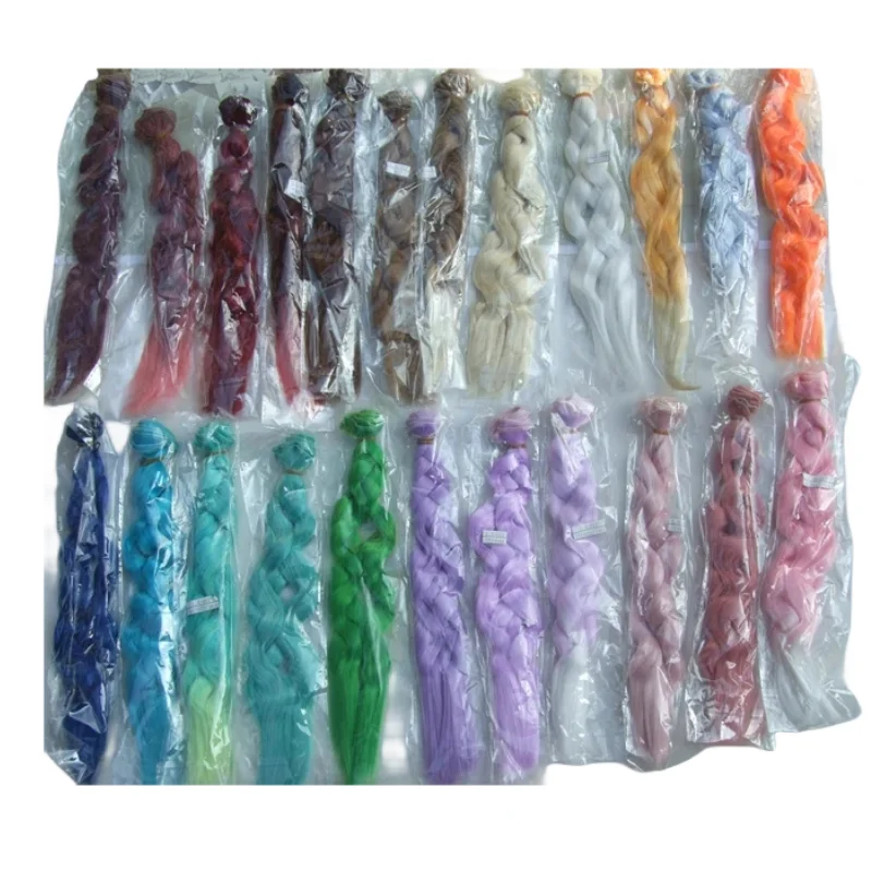 Factory Wholesales 25cm Long Curly BJD Doll Hair Rainbow Color Wavy Thick Doll Wigs