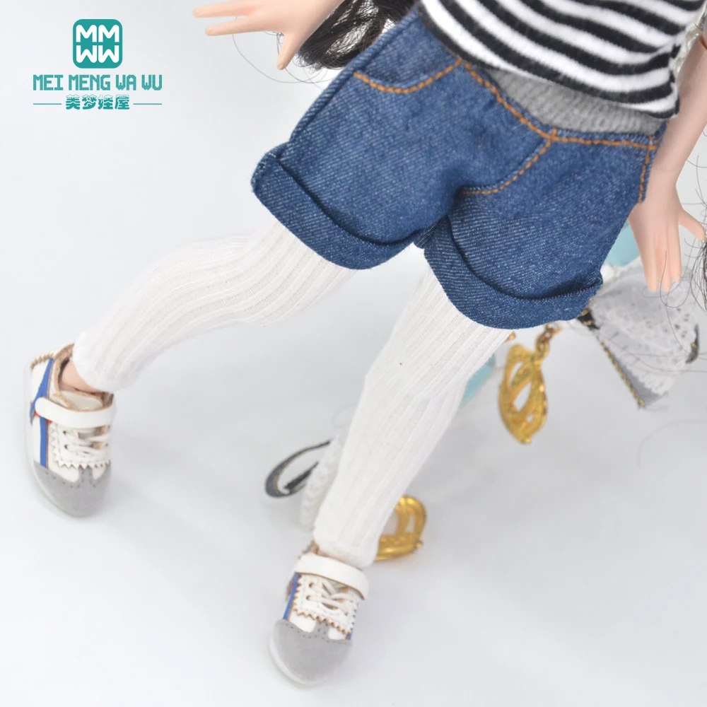 Toys Doll Clothes Fit 28-30cm Blyth Azone OB22 OB24 Party Doll Dress Up Soot Stripes Pink Gray Tights Pantyhose