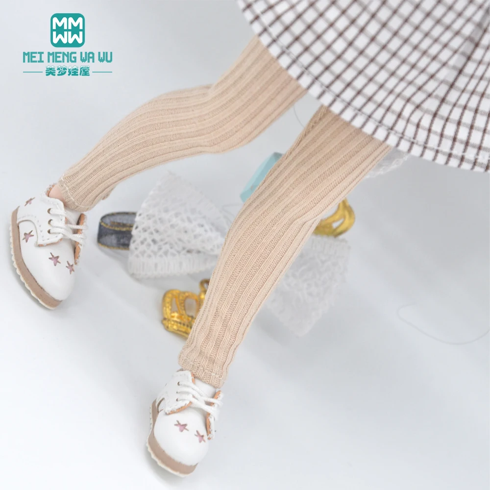 Toys Doll Clothes Fit 28-30cm Blyth Azone OB22 OB24 Party Doll Dress Up Soot Stripes Pink Gray Tights Pantyhose