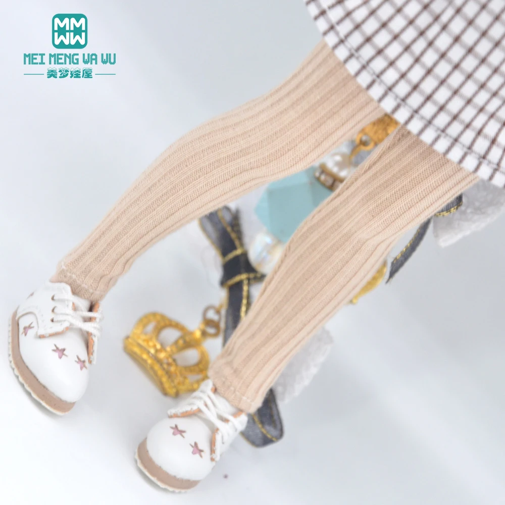 Toys Doll Clothes Fit 28-30cm Blyth Azone OB22 OB24 Party Doll Dress Up Soot Stripes Pink Gray Tights Pantyhose