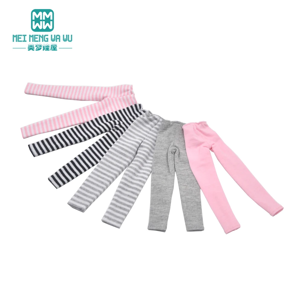 Toys Doll Clothes Fit 28-30cm Blyth Azone OB22 OB24 Party Doll Dress Up Soot Stripes Pink Gray Tights Pantyhose