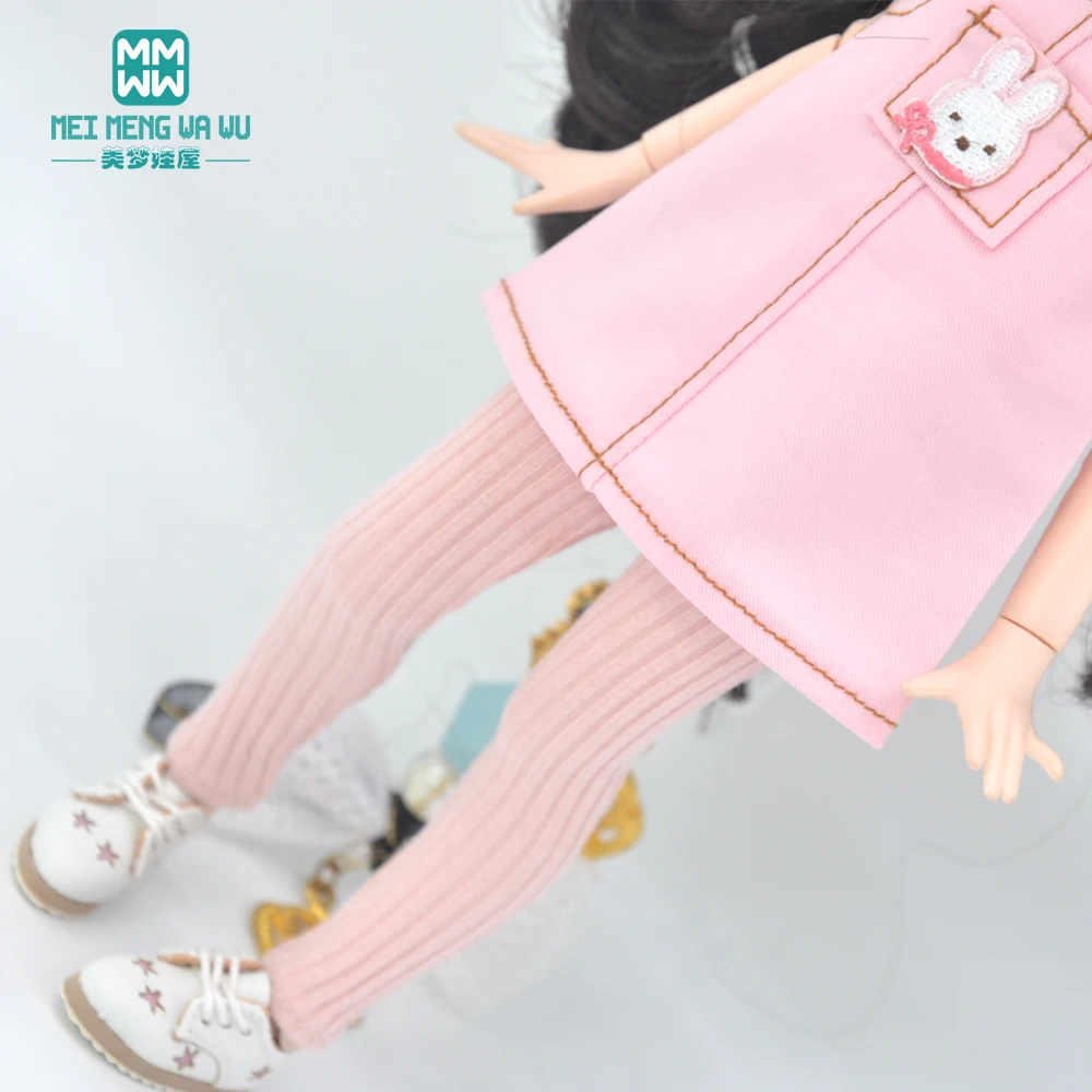 Toys Doll Clothes Fit 28-30cm Blyth Azone OB22 OB24 Party Doll Dress Up Soot Stripes Pink Gray Tights Pantyhose
