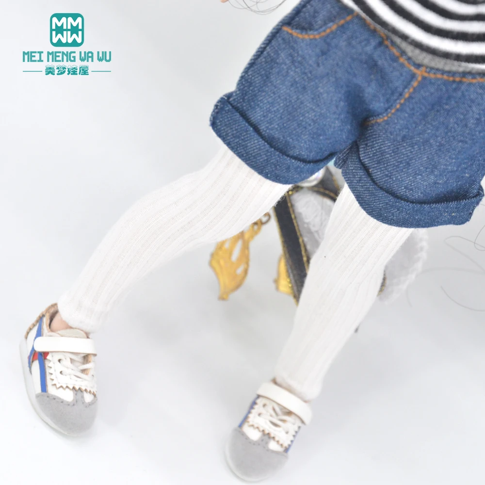 Toys Doll Clothes Fit 28-30cm Blyth Azone OB22 OB24 Party Doll Dress Up Soot Stripes Pink Gray Tights Pantyhose