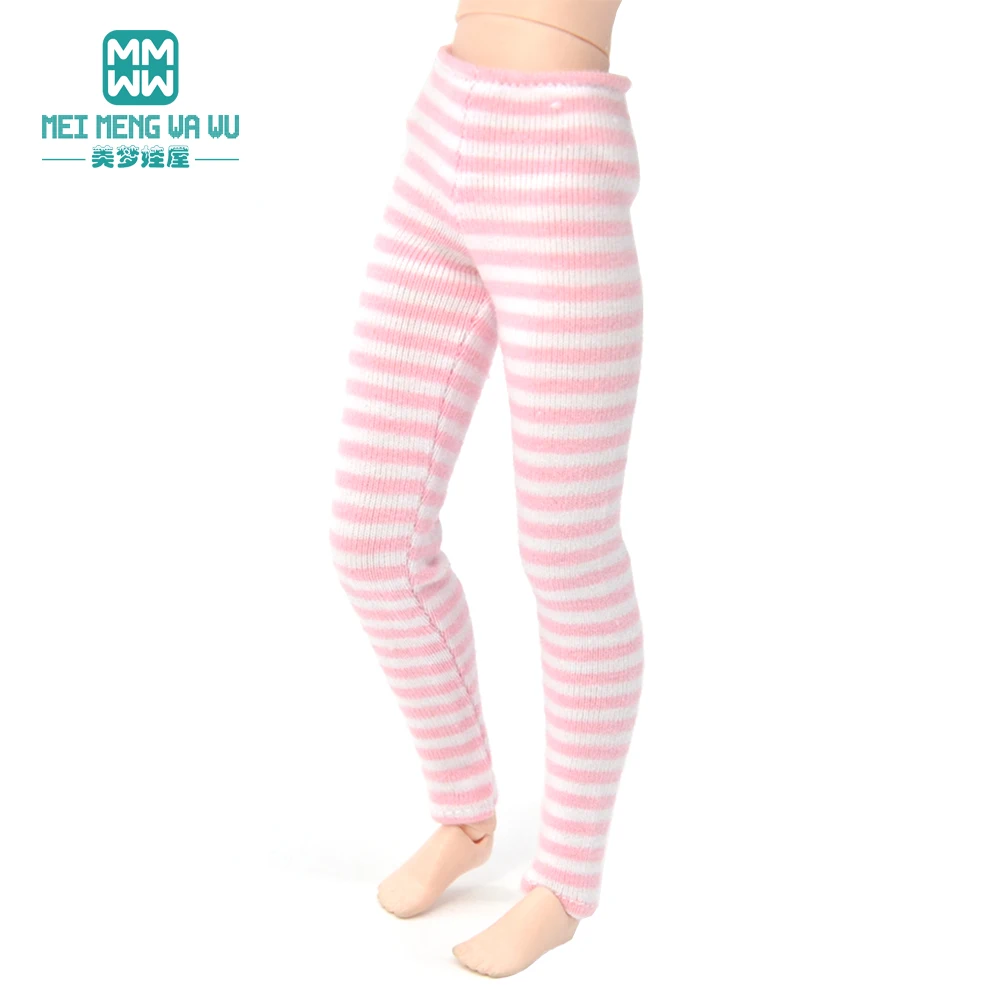 Toys Doll Clothes Fit 28-30cm Blyth Azone OB22 OB24 Party Doll Dress Up Soot Stripes Pink Gray Tights Pantyhose