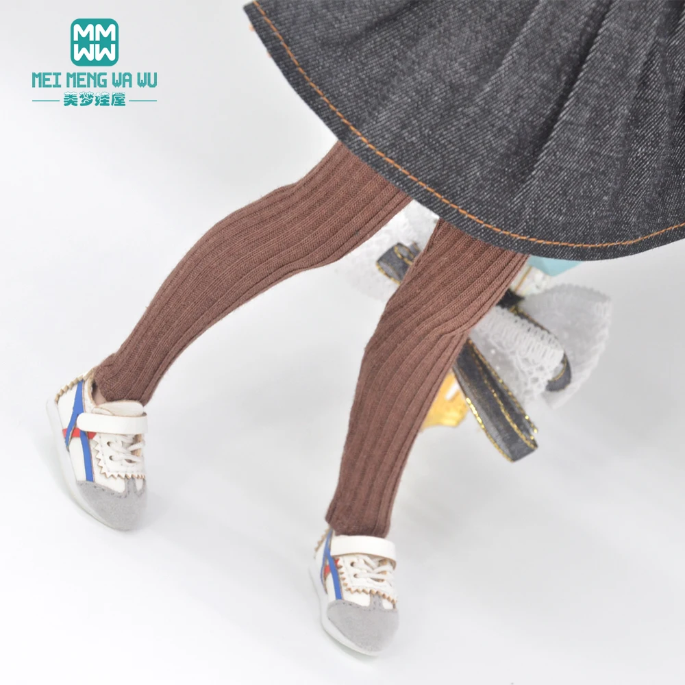 Toys Doll Clothes Fit 28-30cm Blyth Azone OB22 OB24 Party Doll Dress Up Soot Stripes Pink Gray Tights Pantyhose