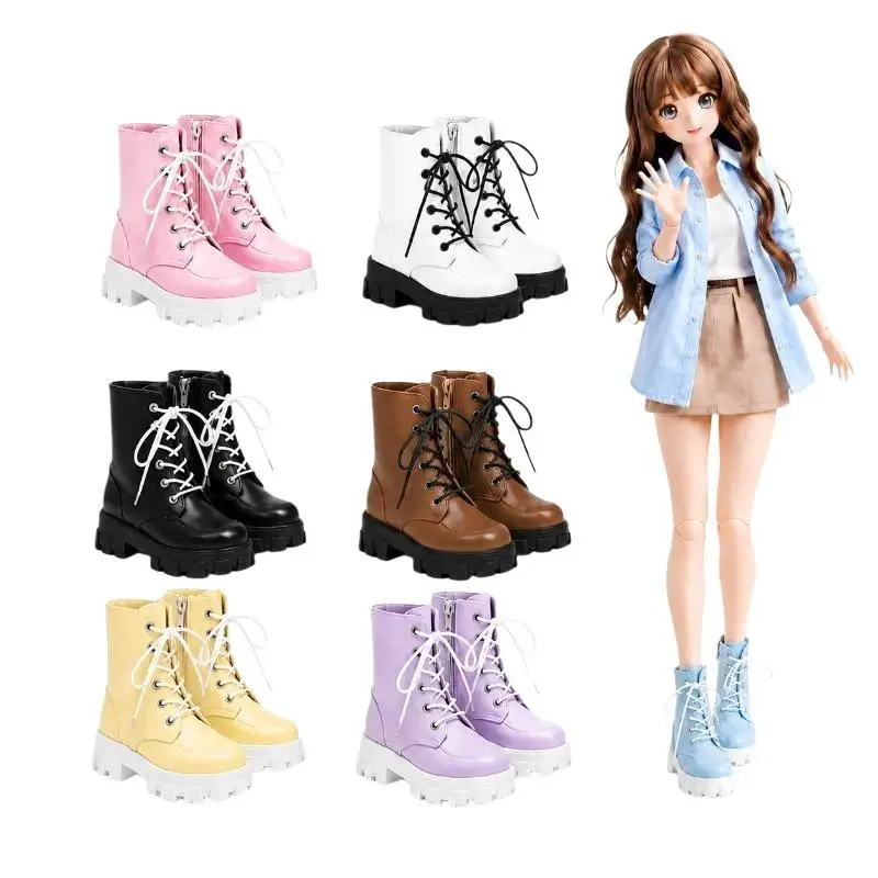 1Pair 1/8 Doll Shoes Accessories Ob22 Plastic Shoes Cool High Ankle Boots For 1/8 Doll Ymy22 P20 Doll