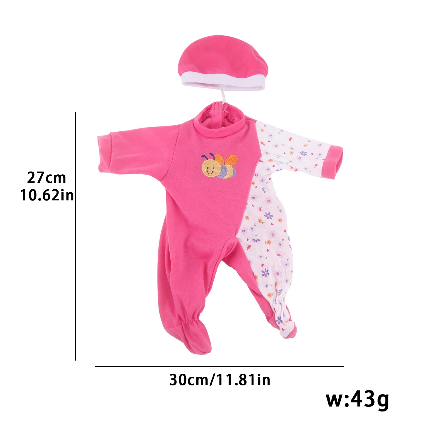 30Cm Baby New Born Doll Clothes Jumpsuit Outfit Pajamas Cartoon Giraffes, Fish, Bees, Beetles Clothes For 12 Inches  Girl Doll