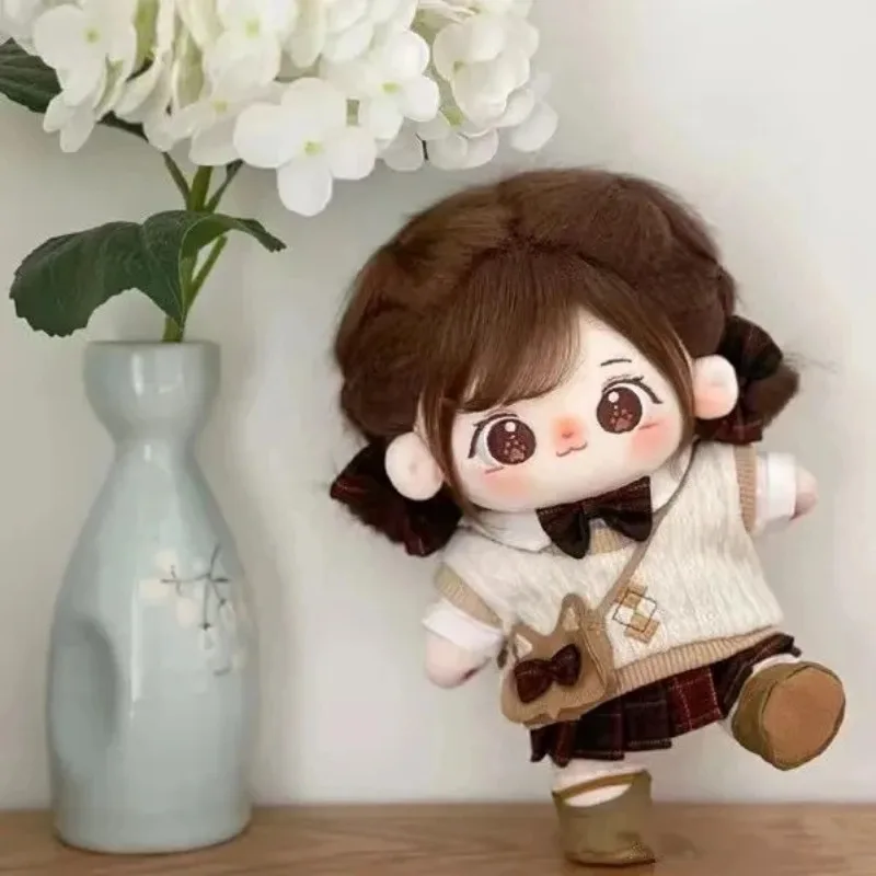 20cm Miaomiao Cotton Doll DIY Cosplay Outfit Collection Cute Soft Brown Hair Plush Stuffed Figure Children Girl Christmas Gift