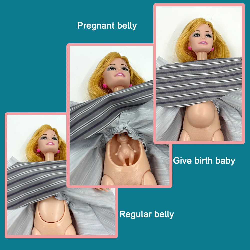 Pregnant Mom Big Belly Doll Educational Set Youngsters's Stroller Seat Toilet Doll and Accessories Set Birthday Christmas Gift