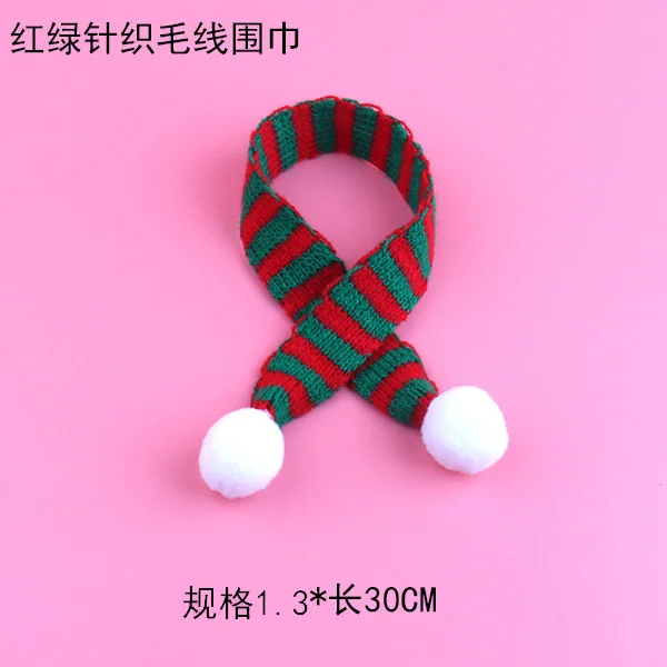 Length 15/23/30cm Mini Christmas Knitted Scarf DIY Craft Christmas Ornaments Decorative Doll Accessories 3Pcs/set
