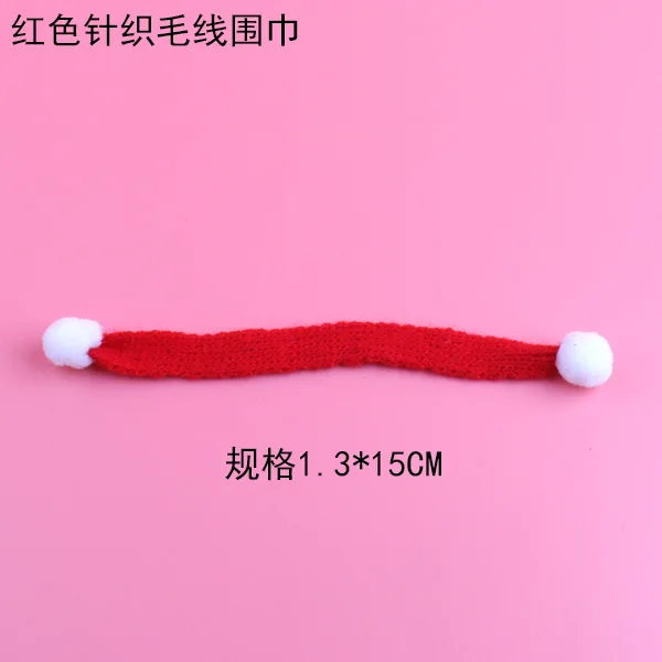 Length 15/23/30cm Mini Christmas Knitted Scarf DIY Craft Christmas Ornaments Decorative Doll Accessories 3Pcs/set