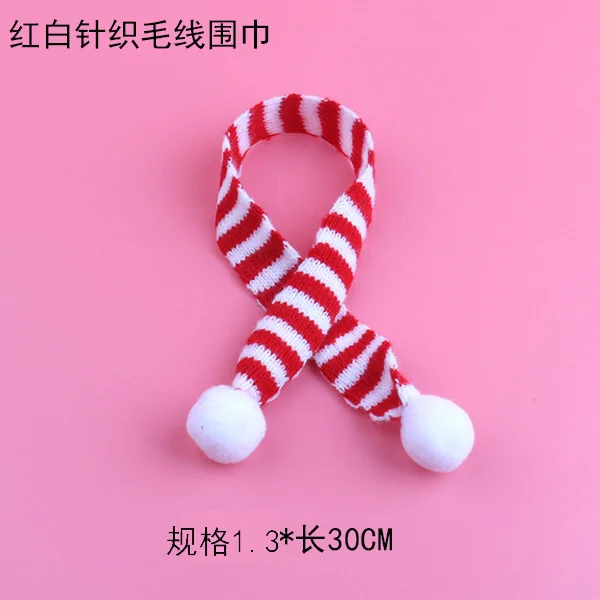 Length 15/23/30cm Mini Christmas Knitted Scarf DIY Craft Christmas Ornaments Decorative Doll Accessories 3Pcs/set