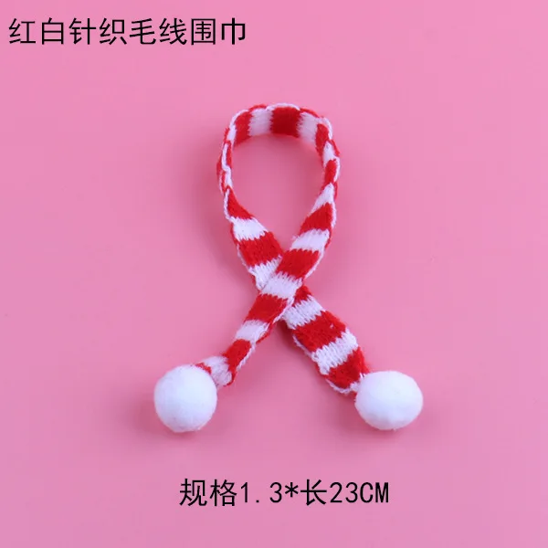 Length 15/23/30cm Mini Christmas Knitted Scarf DIY Craft Christmas Ornaments Decorative Doll Accessories 3Pcs/set