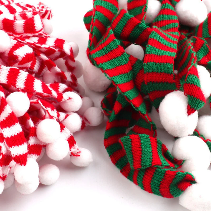 Length 15/23/30cm Mini Christmas Knitted Scarf DIY Craft Christmas Ornaments Decorative Doll Accessories 3Pcs/set