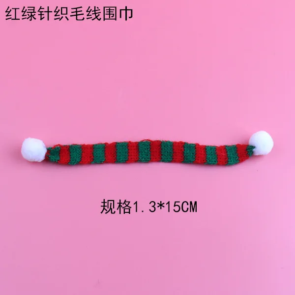 Length 15/23/30cm Mini Christmas Knitted Scarf DIY Craft Christmas Ornaments Decorative Doll Accessories 3Pcs/set