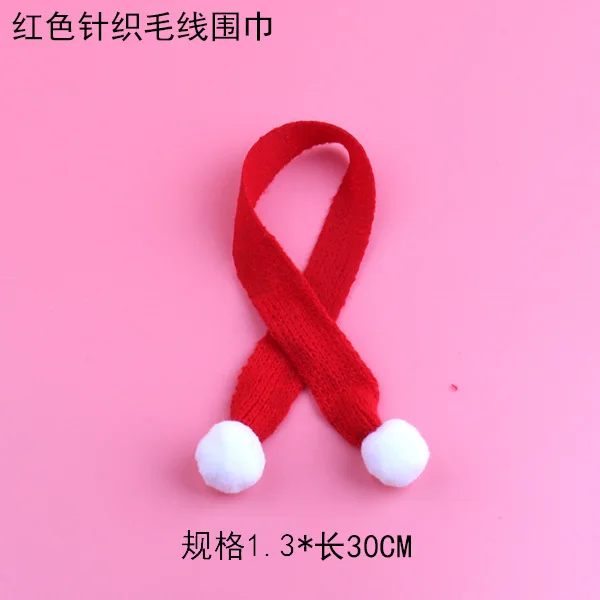 Length 15/23/30cm Mini Christmas Knitted Scarf DIY Craft Christmas Ornaments Decorative Doll Accessories 3Pcs/set