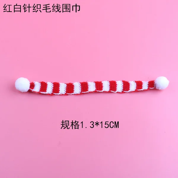 Length 15/23/30cm Mini Christmas Knitted Scarf DIY Craft Christmas Ornaments Decorative Doll Accessories 3Pcs/set