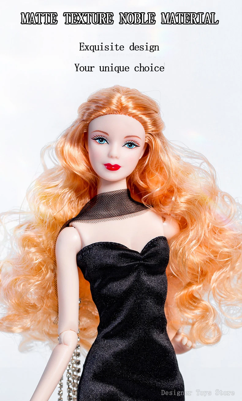32cm Supermodel Doll Clothes Suit European Fashion Classic Little Black Dress Exquisite Accessories Set DIY Toy Collector Gifts
