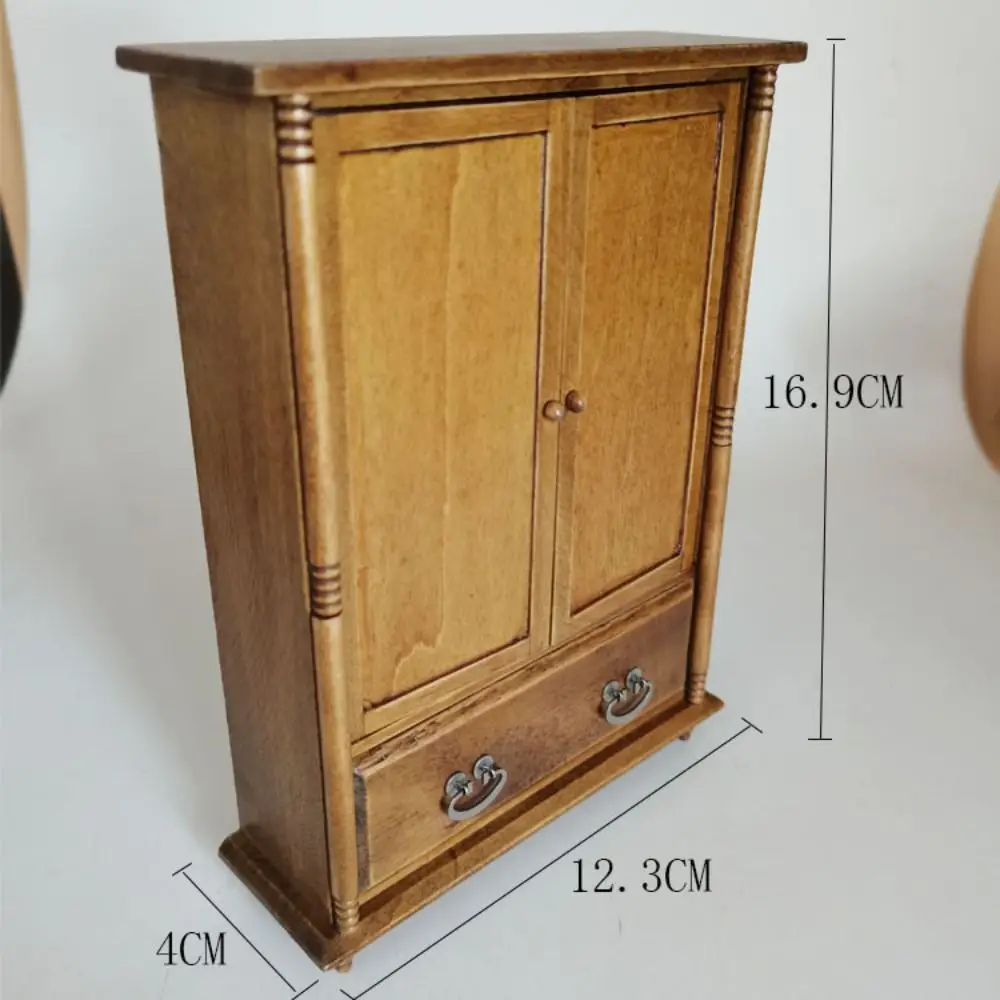 1/12 Dollhouse Miniature Wooden Bed Mini 8 Styles Chairs Model Toys Doll House Simulation Furniture Cabinet Bed Model