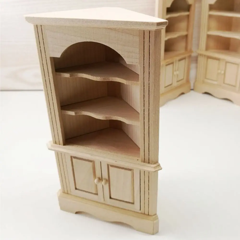 1/12 Dollhouse Miniature Wooden Bed Mini 8 Styles Chairs Model Toys Doll House Simulation Furniture Cabinet Bed Model