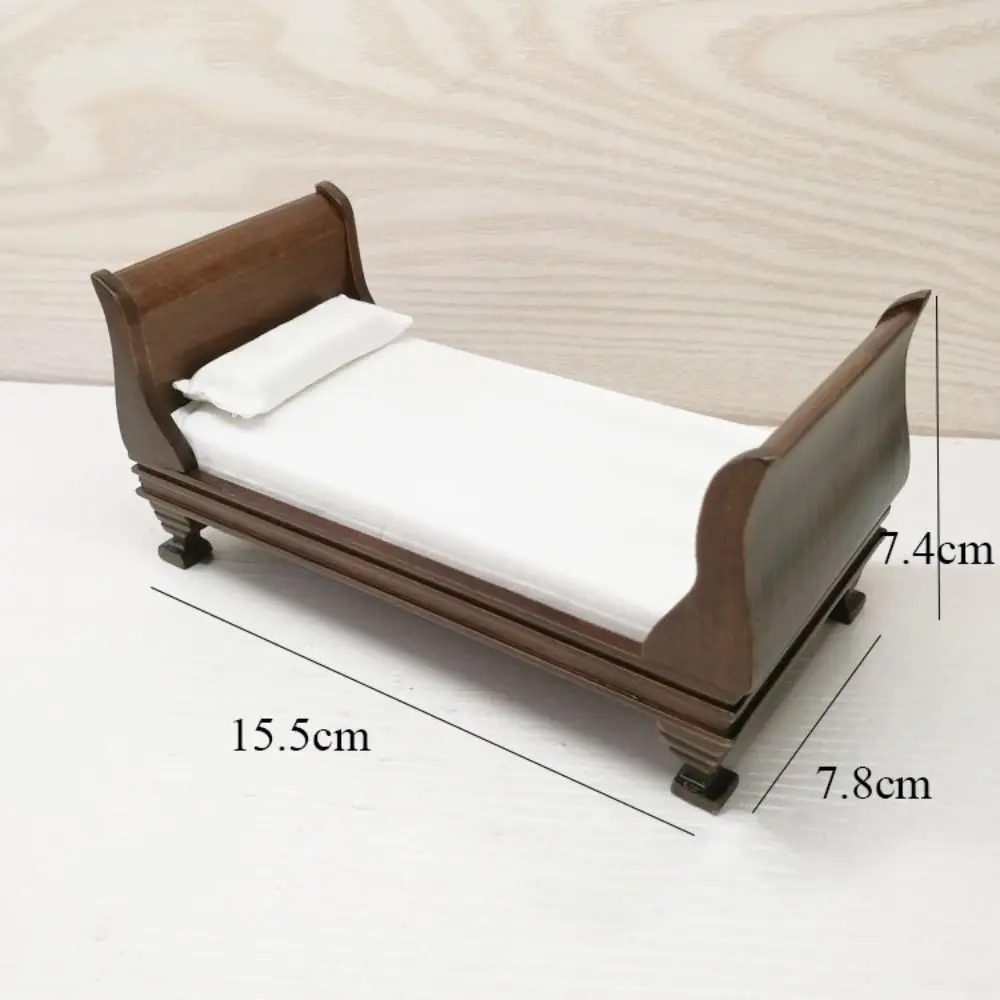 1/12 Dollhouse Miniature Wooden Bed Mini 8 Styles Chairs Model Toys Doll House Simulation Furniture Cabinet Bed Model