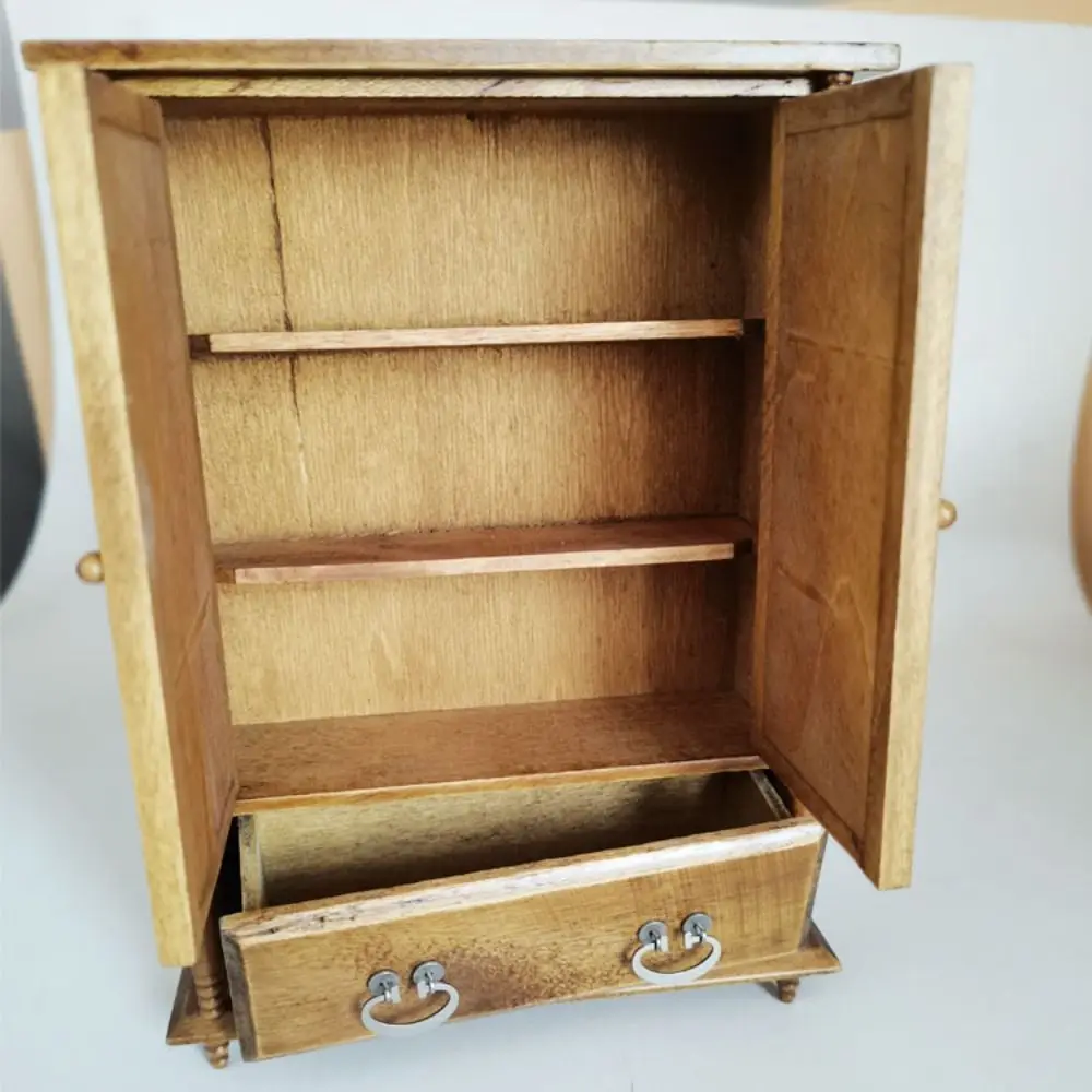 1/12 Dollhouse Miniature Wooden Bed Mini 8 Styles Chairs Model Toys Doll House Simulation Furniture Cabinet Bed Model