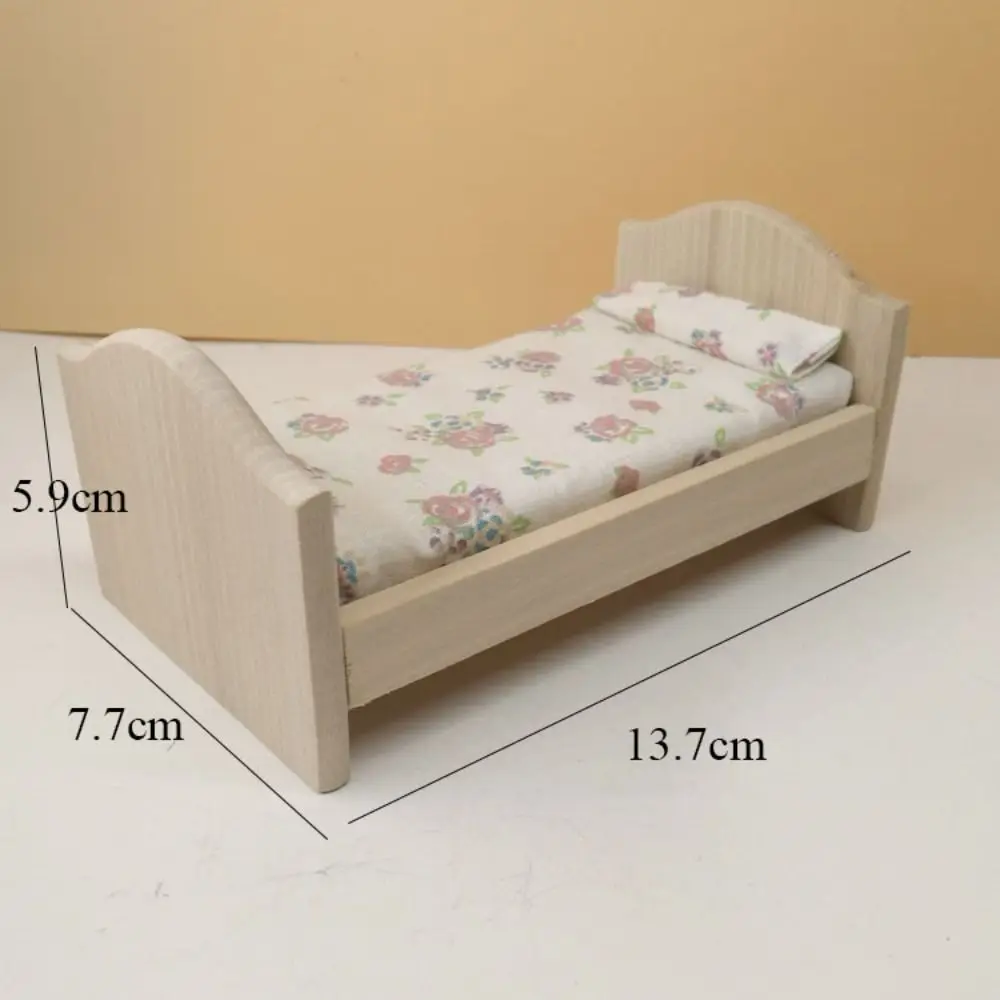 1/12 Dollhouse Miniature Wooden Bed Mini 8 Styles Chairs Model Toys Doll House Simulation Furniture Cabinet Bed Model
