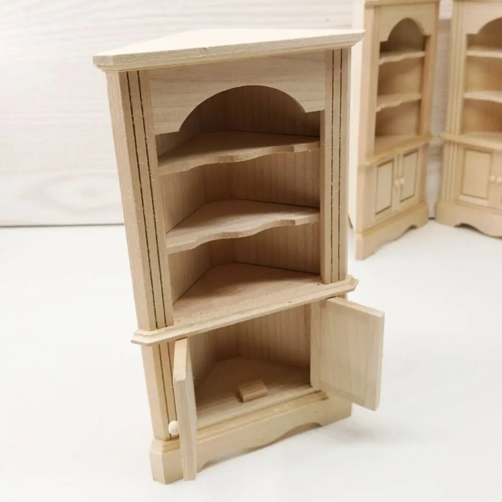 1/12 Dollhouse Miniature Wooden Bed Mini 8 Styles Chairs Model Toys Doll House Simulation Furniture Cabinet Bed Model