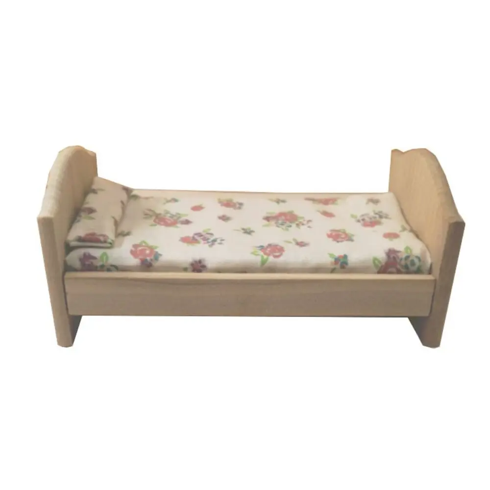 1/12 Dollhouse Miniature Wooden Bed Mini 8 Styles Chairs Model Toys Doll House Simulation Furniture Cabinet Bed Model