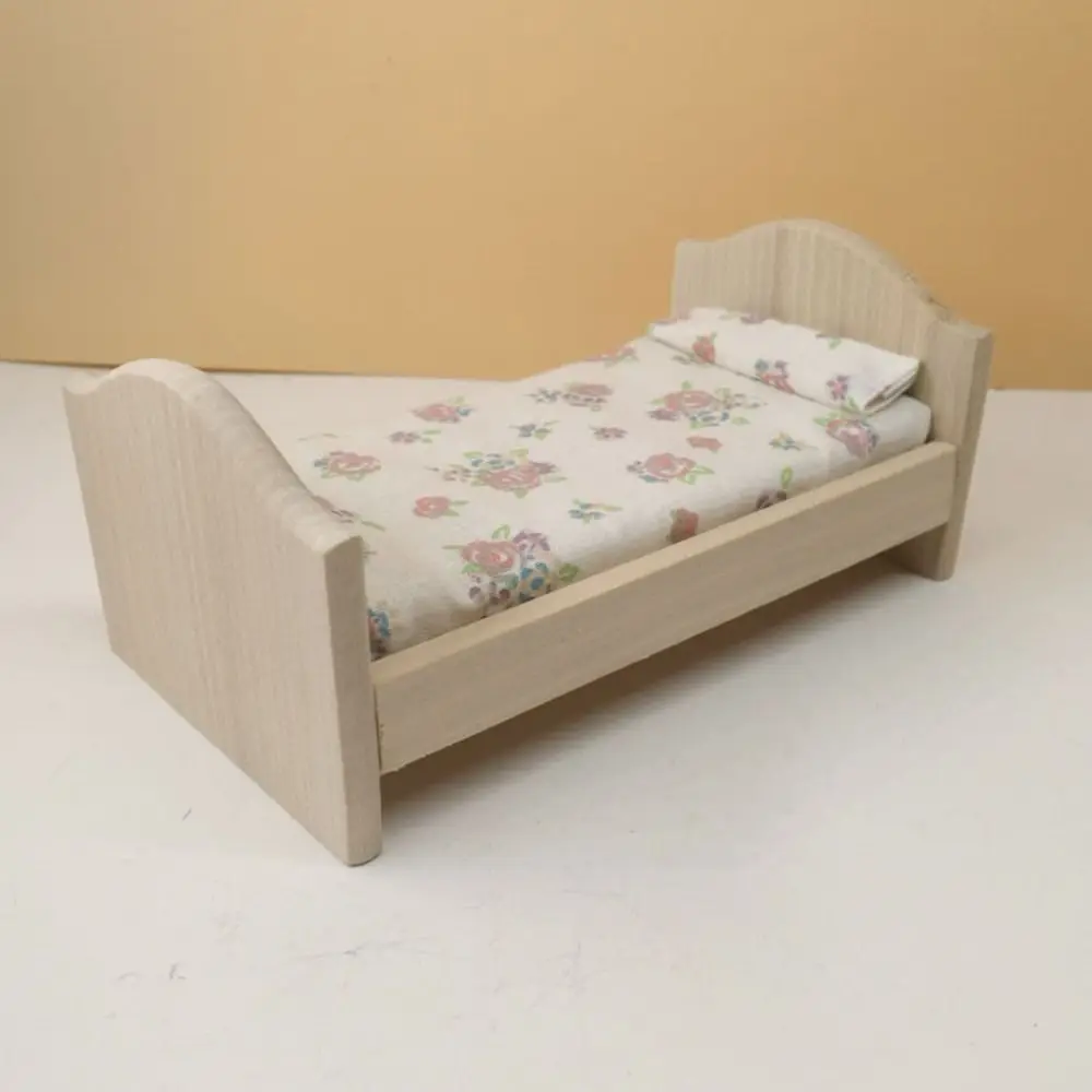 1/12 Dollhouse Miniature Wooden Bed Mini 8 Styles Chairs Model Toys Doll House Simulation Furniture Cabinet Bed Model