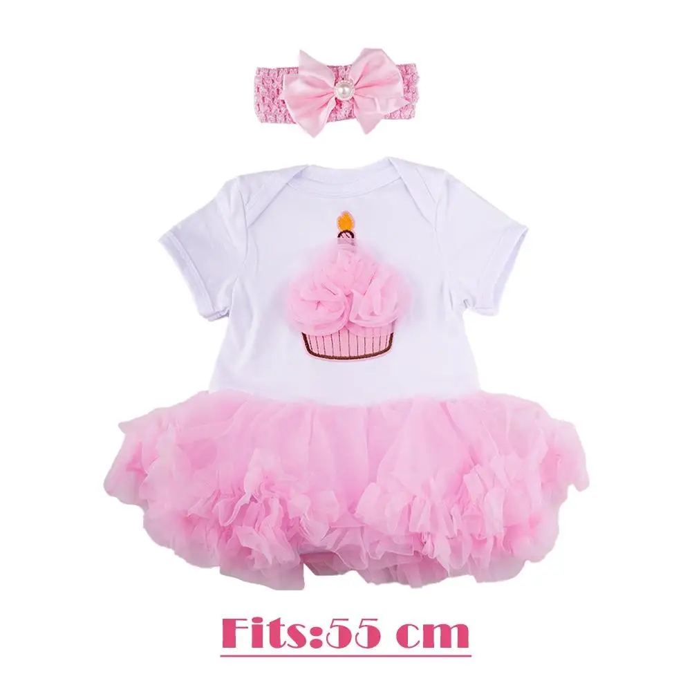 Dolls Clothes Pink Princess Dress For 20-22 Inch Reborn Doll Girl Clothing Dress Fits 55 Cm