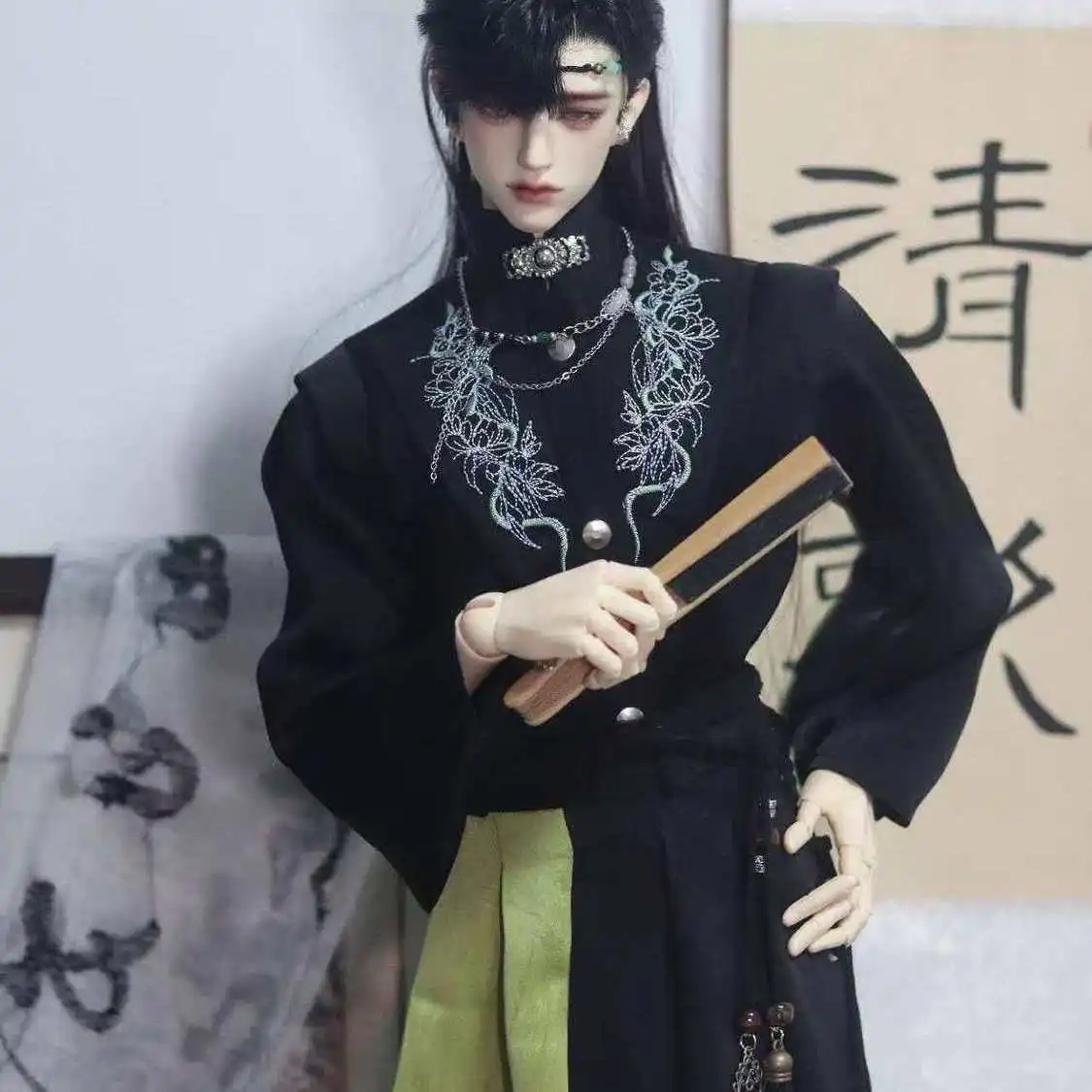 1/3 Doll's Clothes Suit for 75cm Male Bjd Doll Ancient Style Top+skirt+waist Chain Dress Up Gift Toys Doll Accessories, No Doll