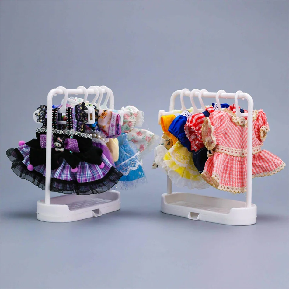 Wholesale For Labubu Clothes Hanger Rack For Doll Clothes Shoes Storage Rack Plastic Accessories Decoration Girl Birthday Gift
